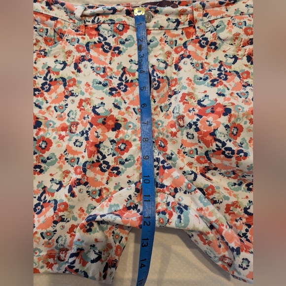 3/$23 Gloria Vanderbilt Amanda Blue and Orange Stretchy Denim Shorts Size 10 - Picture 5 of 6